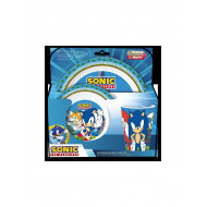 SET PAPPA 3 PEZZI SONIC THE HEDGEHOG ORIGINAL MELANINA PIATTO PIANO SCODELLINA E BICCHIERE MICROONDE MAX 2 MINUTI