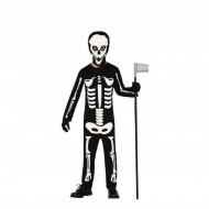 COSTUME SKELETON 5/6 ANNI VESTITO NERO SCHELETRO PER TRAVESTIMENTI DI HALLOWEEN CARNEVALE E SCENE HORROR NO ACCESSORI