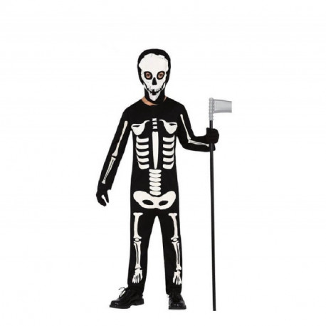 COSTUME SKELETON 5/6 ANNI VESTITO NERO SCHELETRO PER TRAVESTIMENTI DI HALLOWEEN CARNEVALE E SCENE HORROR NO ACCESSORI