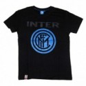 T-SHIRT FC INTERNAZIONALE TAGLIA S NERA CON STAMPA BLU 100% COTONE PRODOTTO UFFICIALE