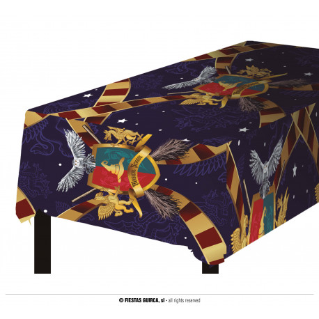 TOVAGLIA COPRITAVOLA IN STOFFA 137X274SCUOLA DI MAGIA HARRY POTTER PER FESTE DI HALLOWEEN COMPLEANNO E PARTY A TEMA MAGO