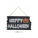 CARTELLO "HAPPY HALLOWEEN" NERO 34X19CM APPENDIBILE SCRITTURA BIANCA HORROR PER ALLESTIMENTI DI LOCALI FESTE E PARTY A T