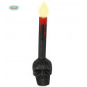 CANDELA NERA TESCHIO LED GIALLO 22X6X5CM A BATTERIE INCLUSE ARTICOLI DECORATIVI PER FESTE DI HALLOWEEN E PARTY A TEMA