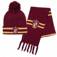 SET 2 PEZZI HARRY POTTER GRYFFINDOR CAPPELLO E SCIARPA BORDEAUX CON RIGHE GIALLE E LOGO WIZARDING WORLD ORIGINAL