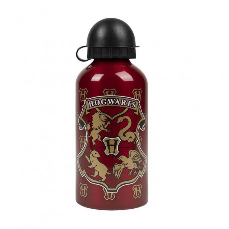 BORRACCIA ALLUMINIO 500ML HARRY POTTER HOGWARTS ORIGINAL ROSSA SCURO E ORO TAPPO NERO CON DOSATORE RICHIUDIBILE