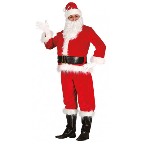 COSTUME LUSSO BABBO NATALE TG.L COMPLETO CAPPELLO BARBA GIACCA PANTALONI CINTURA E GUANTI TRAVESTIMENTO DA SANTA CLOUS