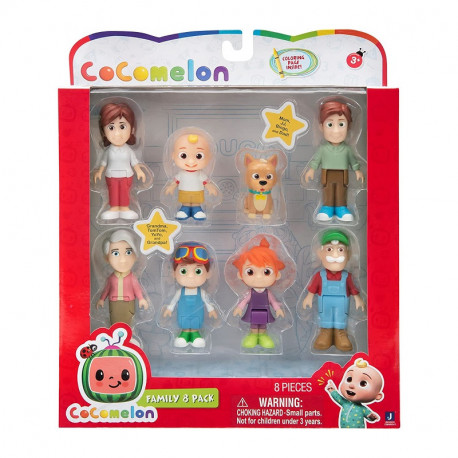 SET 8 PERSONAGGI FAMIGLIA COCOMELON GIOCA E COLORA CON I TUOI AMICI MOM JJ BINGO GRANDMA TOM TOM AND GRANDPA