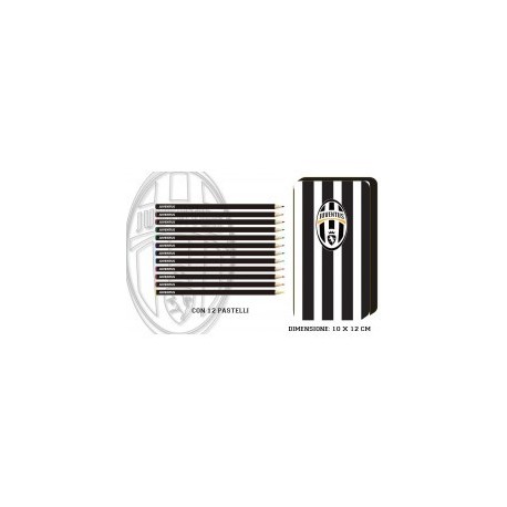 ASTUCCIO IN LATTA CON 12 COLORI PASTELLI LEGNO FC JUVENTUS PRODOTTO UFFICIALE