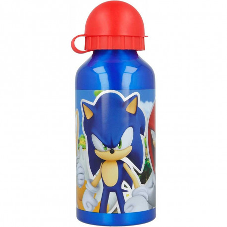 BORRACCIA ALLUMINIO 400ML SONIC THE HEDGEHOG CON STAMPA SONIC BLU TAPPO ROSSO OFFICIAL PRODUCT IMPORT.REAL TRADE ITALY