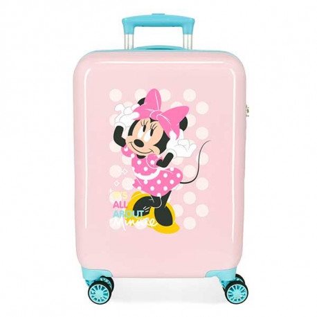 TROLLEY DA VIAGGIO ABS 4 RUOTE MINNIE PLAY ALL DAY DISNEY VALIGIA TOPOLINA ROSA BAG.A MANO 57X38X20CM 2 CHIUS.A COMBINAZ