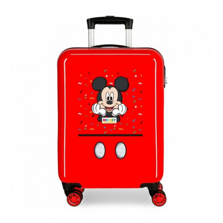 TROLLEY DA VIAGGIO ABS 4RUOTE MICKEY THINGS DISNEY VALIGIA TOPOLINO ROSSA BAG.A MANO 55X38X20CM 2 CHIUS.A COMBINAZ