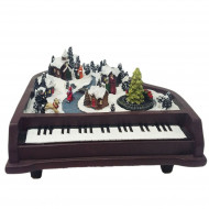 PIANOFORTE CON LUCI E SUONI IN MOVIMENTO CARILLON BABBO NATALE ARTICOLI DECORATIVI NATALIZI