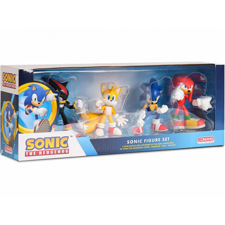 SET 4 FIGURE SONIC THE HEDGEHOG PUPAZZO 9CM OFFICIAL PRODUCT SEGA IN GOMMA RIGIDA SAGOMATA BLU E MULTICOLOR