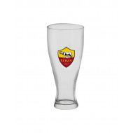 BICCHIERE BIRRA AS ROMA 415ML H19XCM VETRO CON LOGO BEER MUG SCATOLATO AS ROMA 1927 OFFICIAL PRODUCT GIEMME TORINO ITALY