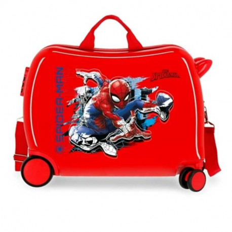 TROLLEY CAVALCABILE4 RUOTE ABS SPIDERMAN GEO ROSSO MARVEL ORIGINAL 50X38X20CM VALIGIA BAG.A MANO UOMORAGNO CHIUS.A COMBI