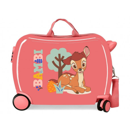 TROLLEY CAVALCABILE4 RUOTE ABS BAMBY CORAL DISNEY ORIGINAL 50X38X20CM VALIGIA TOPOLINA BAGAGLIO A MANO CHIUS.A COMBINAZI