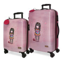 SET 2 TROLLEY DA VIAGGIO GORJUSS SANTORO LONDON FOR MY LOVE ABS VALIGIE 4 RUOTE 37X20X55CM 45X67X26CM CHIUSURE A COMB.