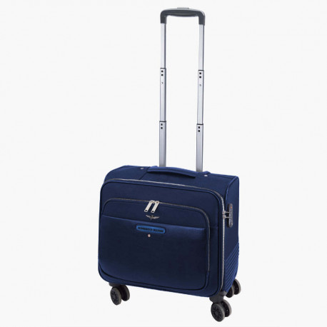 PILOTINA TROLLEY DA VIAGGIO AERONAUTICA MILITARE BLU PORTA PC INSERTI IN PELLE 4RUOTE DOPPIE 41X43X24CM 2ZIP COD.SEGRETO