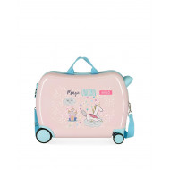 TROLLEY CAVALCABILE DA VIAGGIO ABS ENSÒ MAGIC UNICORN 4RUOTE 2DOPPIE GIREVOLI 360*VALIGIA 52X20X38CM CHIUSURA A COMBINAZ