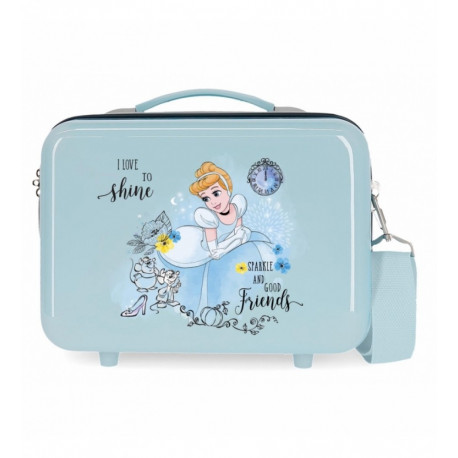 BEAUTY CASE DA VIAGGIO ABS CENERENTOLA PRINCIPESSA DISNEY ORIGINAL C/TRACOLLA VALIGIA30X23X16CM AGGANCIABILE AL TROLLEY