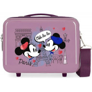 BEAUTY CASE DA VIAGGIO ABS LETS MICKEY E MINNIE PARIS NUDE DISNEY CON TRACOLLA VALIGIA30X23X16CM AGGANCIABILE AL TROLLEY