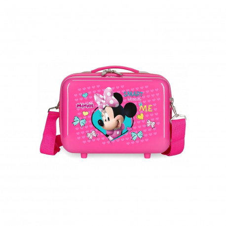 BEAUTY CASE DA VIAGGIO ABS MINNIE DISNEY HAPPY HELPERS 30X23X16CM CON TRACOLLA TIRANTE E FASCIA AGGANCIABILE AL TROLLEY