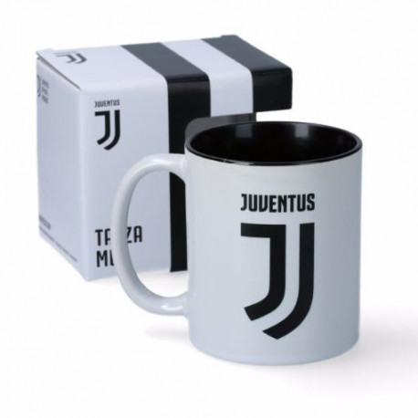 TAZZA MUG COLAZIONE FC JUVENTUS CERAMICA BIANCA LOGO NERO 9,5X8CM CON SCATOLA OFFICIAL PRODUCT GIEMME TORINO ITALY