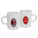 SET 2 TAZZINE DA CAFFÈ AC MILAN 1899 IN CERAMICA WE THE PROUD BIANCA CON LOGO OFFICIAL PRODUCT GIEMME TORINO ITALY