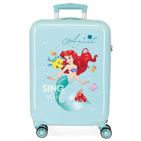 TROLLEY DA VIAGGIO PRINCIPESSA ARIEL SIRENETTA DISNEY RIGIDO ABS4RUOTE 37X55X20CM VALIGIA DA CABINA CHIUSURE A COMBINAZI