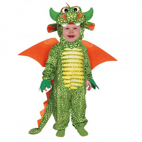 COSTUME CARNEVALE DRAGO BABY 18/24 MESI VESTITO COMPLETO TUTA CON CODA ALI E CAPUCCIO FIABE DRAGHETTO ALATO NO ACCESSORI