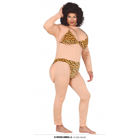 COSTUME BIKINI MAN UOMO TG L VESTITO TUTA IMBOTTITA PER TRAVESTIMENTI DI CARNEVALE A TEMA TARZAN JANE SEXY NELLA GIUNGLA