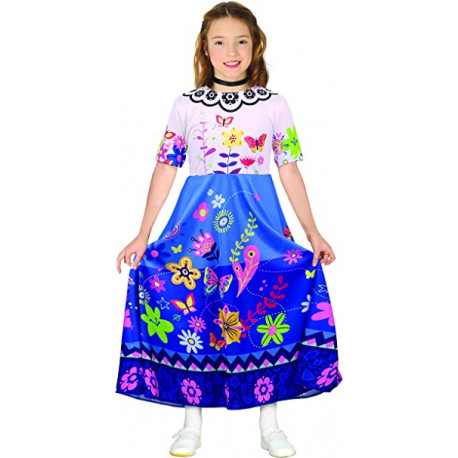 COSTUME MIRABEL 7/9ANNI RAGAZZA INCANTEVOLE PER TRAVESTIMENTI CARNEVALE VESTITO STAMPA FIORI E FARFALLE NO ACCESSORI