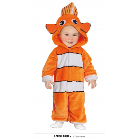 COSTUME CARNEVALE PESCIOLINO BABY 18/24MESI VESTITO FISH PICCOLO NEMO TUTONE CON CAPPUCCIO A TEMA FIABESCO NO ACCESSORI