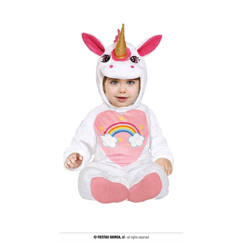 COSTUME CARNEVALE UNICORNO BAMBINA 18/24 MESI VESTITO COMPLETO TUTONE E  CAPPUCCIO CON CORNO A TEMA FIABE NO ACCESSORI - Parole e Pensieri