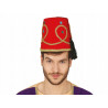 CAPPELLO OTTOMANO ADULTO IN FELTRO ROSSO DECORATO ORO COPRICAPO TURCO TARBUSH PER TRAVESTIMENTI DI CARNEVALE E PARTY VAR