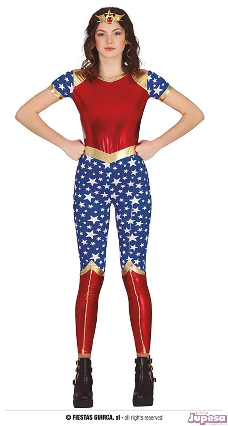 COSTUME CARNEVALE SUPERHEROINA PER TRAVESTIMENTI A TEMA WONDER WOMAN 14/16  ANNI VESTITO SOLO TUTA NO ACCESSORI - Parole e Pensieri