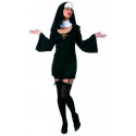 COSTUME SUORA MONACA VESTITO COMPLETO DI CUFFIA E COLLETTO ABITO CARNEVALE RELIGIOSO SUORA SEXY TG.L44/46 NO ACCESSORI