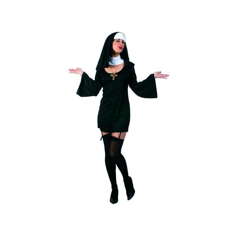 TiaoBug Costume Suora Donna Mini Vestito da Suora con Maniche Svasate Abito  da Suona + Copricapo Cosplay Travestimento Gioco di Ruolo Pigiama Costume  Carnevale Halloween Nero S : : Moda