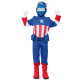 COSTUME SUPEREROE 7/9ANNI VESTITO TUTA C/CAPUCCIO CINTURA PER TRAVESTIMENTI CARNEVALE A TEMA CAPITAN AMERICA NO ACCESSOR