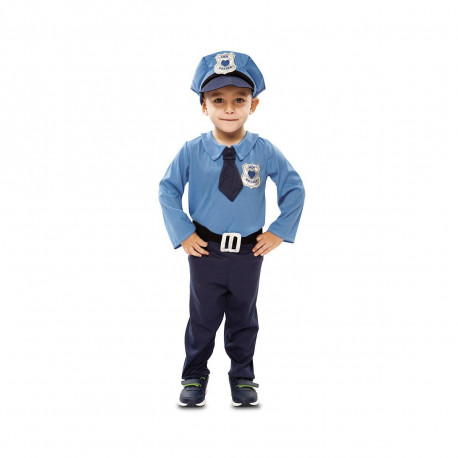 COSTUME CARNEVALE POLIZIOTTO BABY 6/12 MESI VESTITO COMPLETO CAMICIA PANTALONE E CAPPELLO POLICE POLIZIA NO ACCESSORI