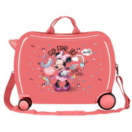 TROLLEY CAVALCABILE 4 RUOTE ABS MINNIE LOVING LIFE ORIGINAL 50X38X20CM VALIGIA DA CABINA C/TRACOLLA 2CHIUSURE A COMBINAZ