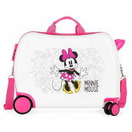 TROLLEY CAVALCABILE 4 RUOTE ABS MINNIE ENJOY THE DAY ORIGINAL 50X38X20CM VALIGIA DA CABINA C/TRACOLLA 2CHIUSURE A COMBIN