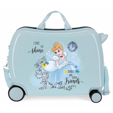 TROLLEY CAVALCABILE 4 RUOTE ABS CENERENTOLA PRINCIPESSA DISNEY ORIGINAL 50X38X20CM VALIGIA DA CABINA CHIUSURA A COMBINAZ