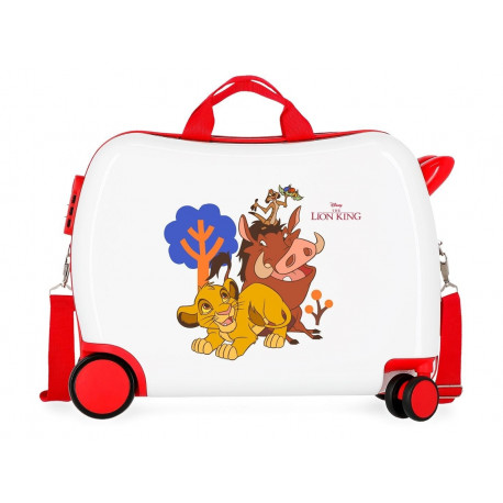 TROLLEY CAVALCABILE 4 RUOTE ABS BIANCO SIMBA & FRIENDS DISNEY ORIGINAL 50X38X20CM VALIGIA DA CABINA CHIUSURA A COMBINAZ.