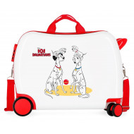 TROLLEY CAVALCABILE 4 RUOTE ABS BIANCO DALMATAS FAMILY CARICA DEI 101 DISNEY ORIGINAL 50X38X20CM VALIGIA DA CABINA