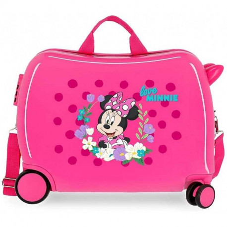 TROLLEY CAVALCABILE 4 RUOTE ABS MINNIE GOLDEN DAYS ORIGINAL 50X38X20CM VALIGIA DA CABINA C/TRACOLLA 2CHIUSURE A COMBINAZ