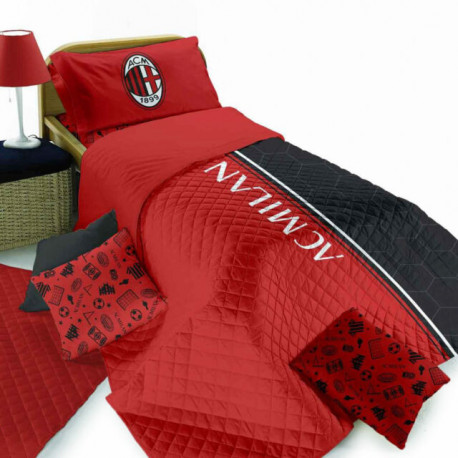 COPRILETTO TRAPUNTATO AC MILAN SINGOLO LETTO 1 PIAZZA 170X260CM OFFICIAL PRODUCT 100%POLIESTER HERMET ITALY