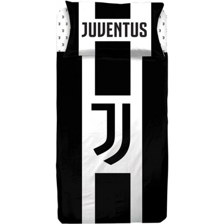 COMPLETO LETTO 1 PIAZZA E MEZZA FC JUVENTUS BIANCONERO LENZUOLO SOPRA 180X290 SOTTO C/ANGOLI 130X200CM FEDERA 50X80CM