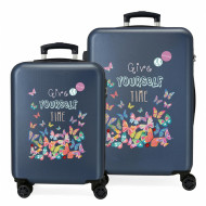 SET 2 TROLLEY ABS DA VIAGGIO 4RUOTE MOVOM GIVE YOURSELF 1 VALIGIA BAG.A MANO40X55X23 1STIVA 48X68X25 CHIUSURE A COMBINAZ