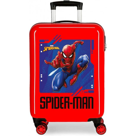 TROLLEY DA VIAGGIO ABS 4 RUOTE SPIDERMAN STREET MARVEL ORIGINAL VALIGIA ROSSA 55X20X34CM DA CABINA 2CHIUSURE A COMBINAZ